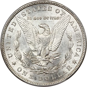 image for: 1880-O $1 PCGS AU58 (VAM-6, 8/7 Ear)