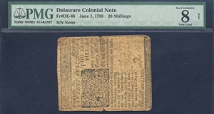 image for: Delaware: Fr.DE68 June 1, 1759 20 Shillings PMG Net VG-8 (Splits)