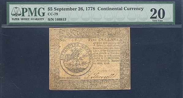 image for: Continental Currency: Fr.CC79 September 26, 1778 $5  PMG VF20  [166813]