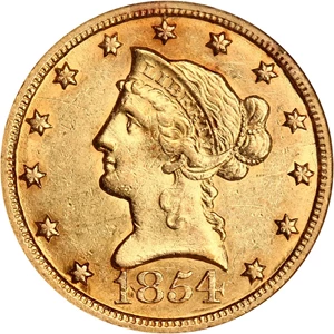 image for: 1854-O $10 NGC AU58 (Large Date)