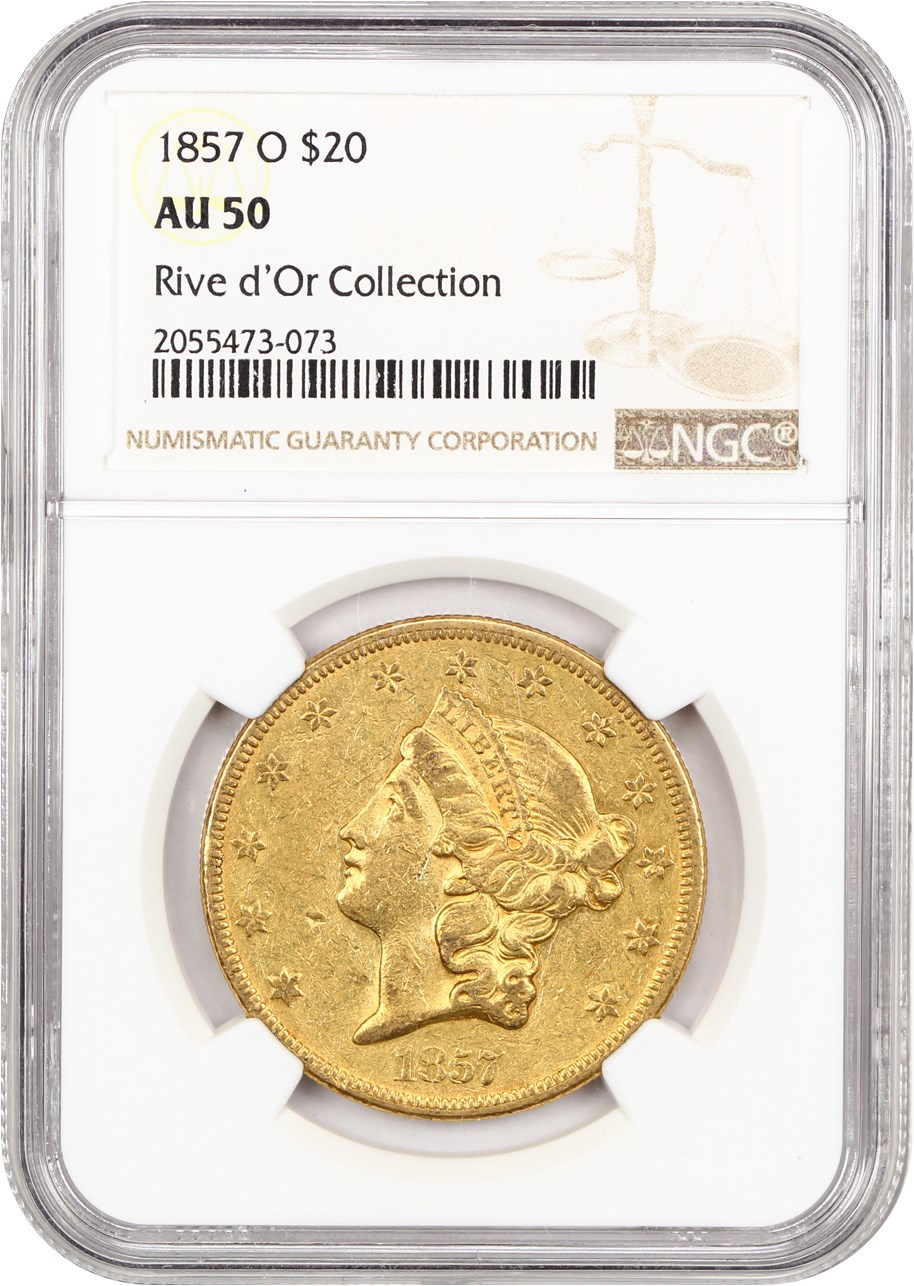 image for: 1857-O $20 NGC AU50 
