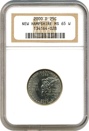 image for: 2000-D 25c New Hampshire NGC MS65