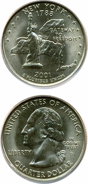 image for: 2001-D 25c New York PCGS MS66