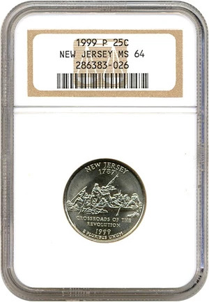 image for: 1999-P 25c New Jersey NGC MS64