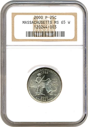 image for: 2000-P 25c Massachusetts NGC MS65