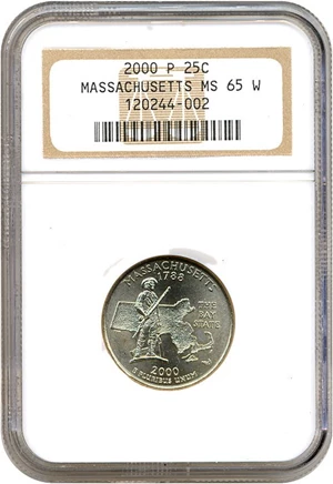 image for: 2000-P 25c Massachusetts NGC MS65