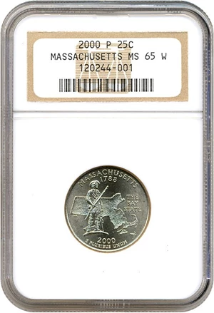 image for: 2000-P 25c Massachusetts NGC MS65
