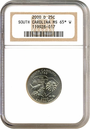 image for: 2000-D 25c South Carolina NGC MS65