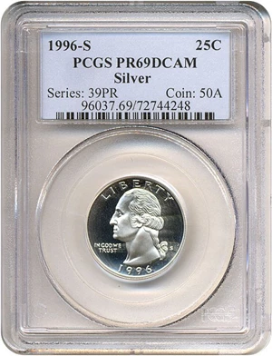 image for: 1996-S 25c Silver PCGS Proof 69 DCameo