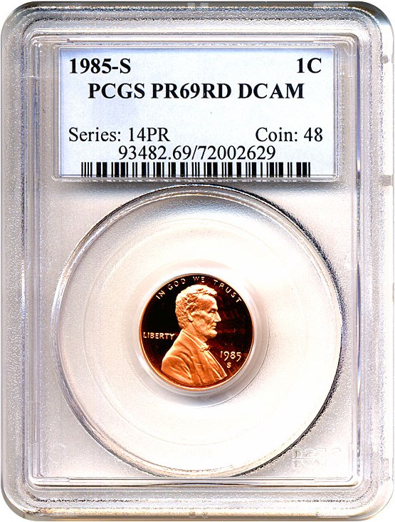 image for: 1985-S 1c  PCGS Proof 69 RD DCameo