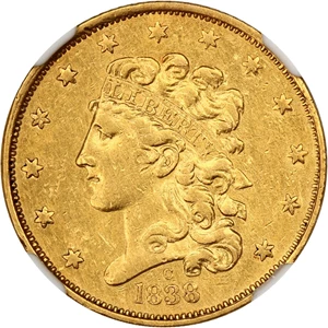 image for: 1838-C $5 NGC AU Details (Harshly Cleaned)