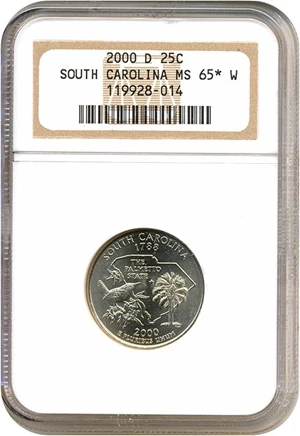 image for: 2000-D 25c South Carolina NGC MS65