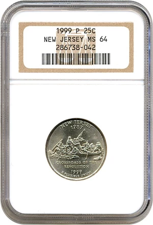 image for: 1999-P 25c New Jersey NGC MS64