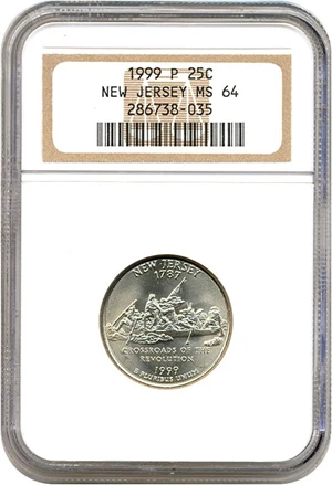 image for: 1999-P 25c New Jersey NGC MS64