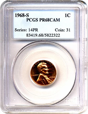 image for: 1968-S 1c PCGS Proof 68 RD Cameo
