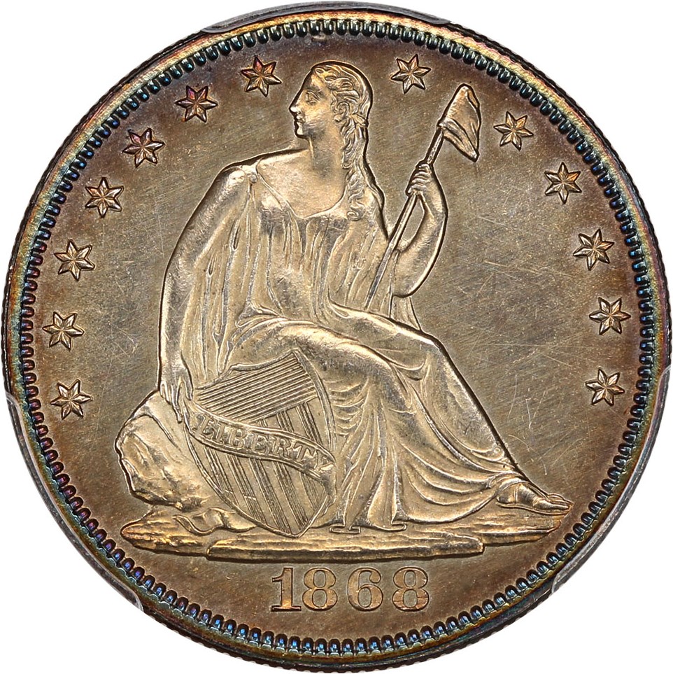 image for: 1868 50c PCGS UNC Details (Cleaning)