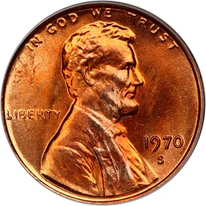 image for: 1970-S 1c PCGS MS66 RD (Large Date)
