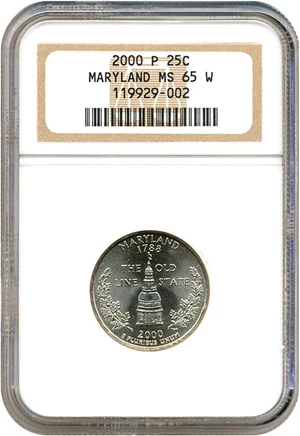 image for: 2000-P 25c Maryland NGC MS65