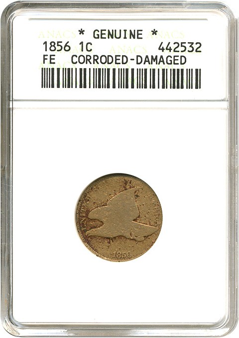 image for: 1856 1c Flying Eagle ANACS (Corroded, Damaged) *Genuine*