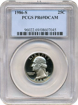 image for: 1986-S 25c PCGS Proof 69 DCameo