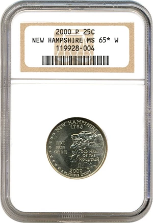 image for: 2000-P 25c New Hampshire NGC MS65