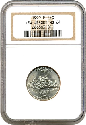 image for: 1999-P 25c New Jersey NGC MS64