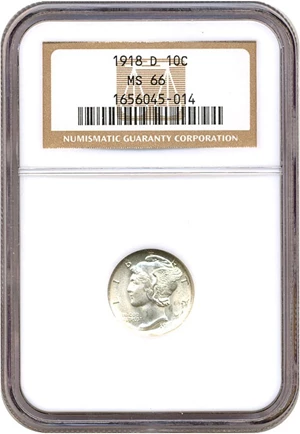 image for: 1918-D 10c NGC MS66