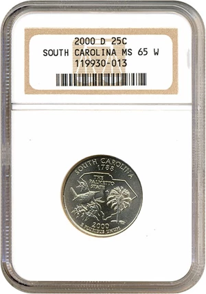 image for: 2000-D 25c South Carolina NGC MS65