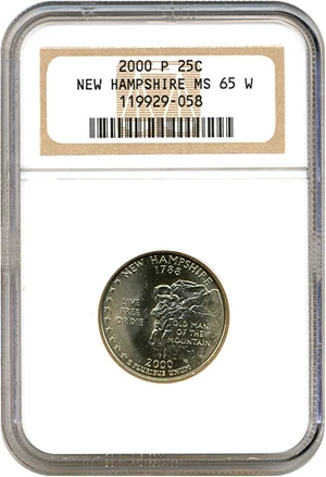 image for: 2000-P 25c New Hampshire NGC MS65