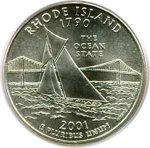 image for: 2001-P 25c Rhode Island PCGS MS66