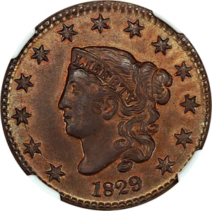 image for: 1829 1c NGC UNC Details (Large Letters, Altered Color)