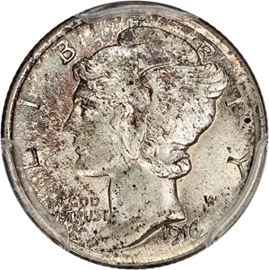 image for: 1916 Mercury 10c PCGS MS63