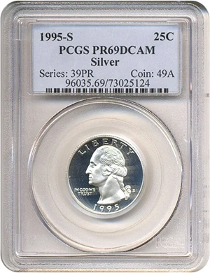 image for: 1995-S 25c Silver PCGS Proof 69 DCameo
