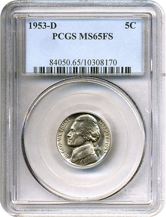 image for: 1953-D 5c  PCGS MS65 FS