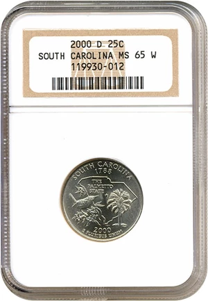 image for: 2000-D 25c South Carolina NGC MS65