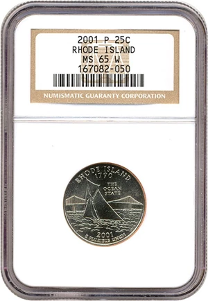 image for: 2001-P 25c Rhode Island NGC MS65