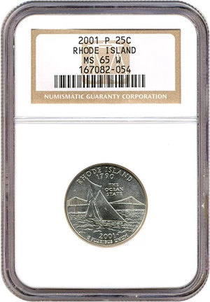 image for: 2001-P 25c Rhode Island NGC MS65