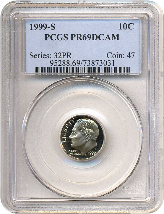 image for: 1999-S 10c  PCGS Proof 69 DCameo