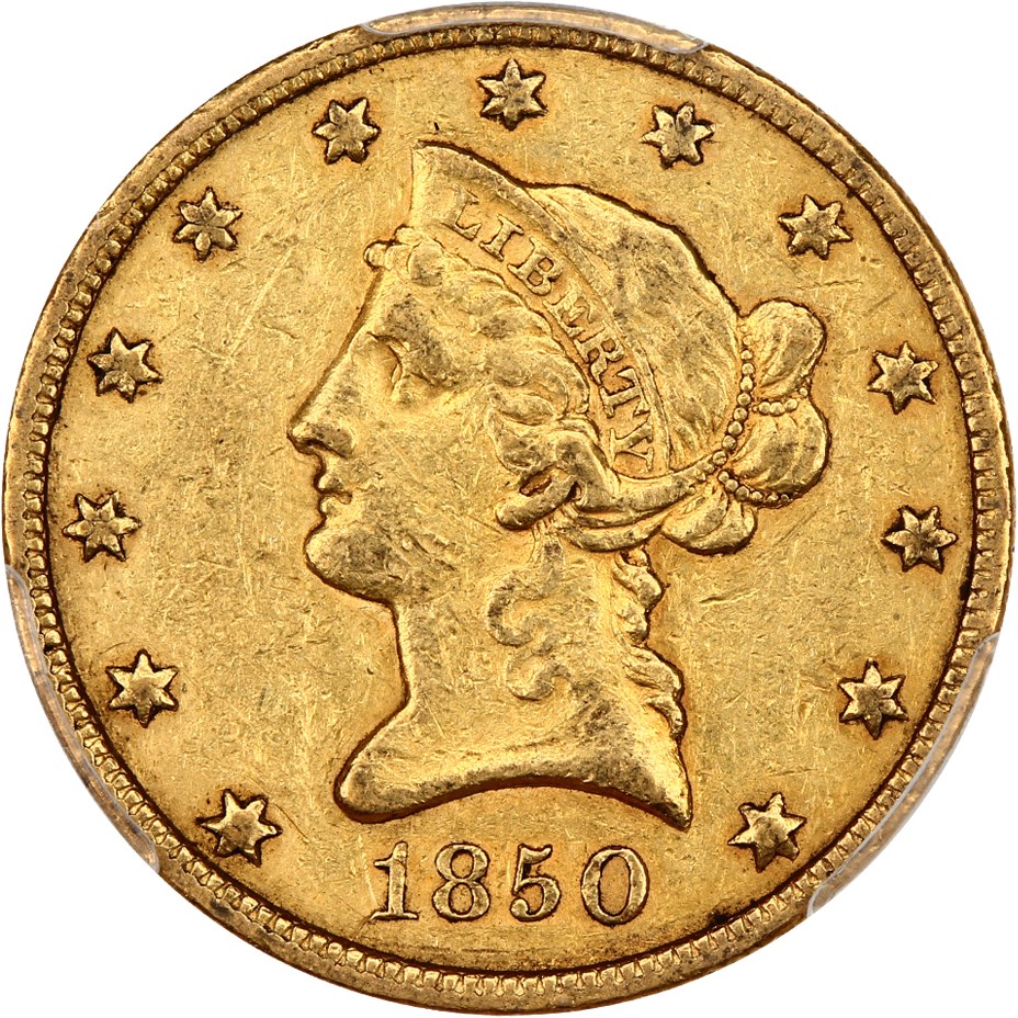 image for: 1850 $10 PCGS/CAC XF40 (Small Date)