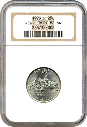 image for: 1999-P 25c New Jersey NGC MS64