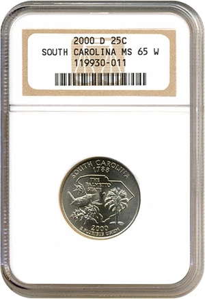 image for: 2000-D 25c South Carolina NGC MS65