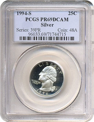 image for: 1994-S 25c Silver PCGS Proof 69 DCameo