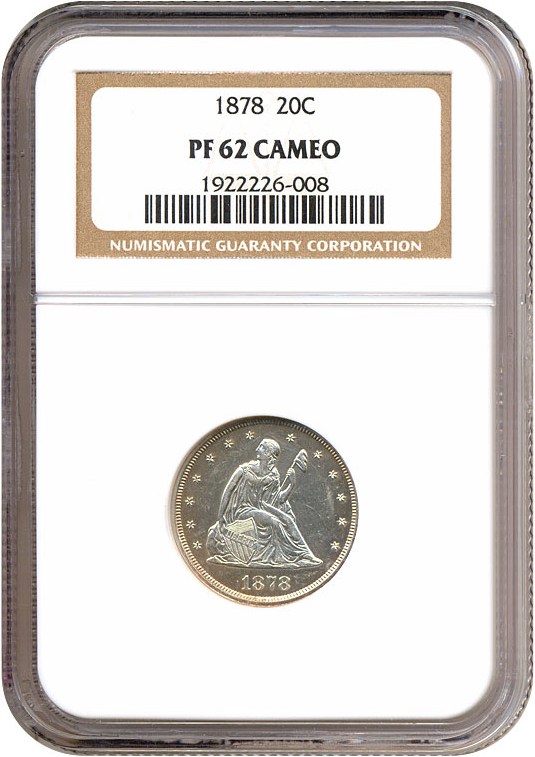 image for: 1878 20c  NGC Proof 62 Cameo