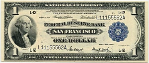 image for: FR. 743 1918 $1 FRBN San Francisco PMG Very Fine 35 EPQ