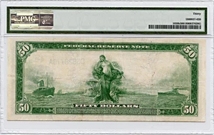 image for: FR. 1039b 1914 Blue Seal $50 Federal Reserve Note Cleveland PMG Very Fine 30