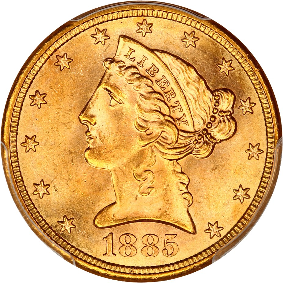 image for: 1885-S $5 PCGS MS66