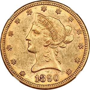 image for: 1890-CC $10 NGC AU58