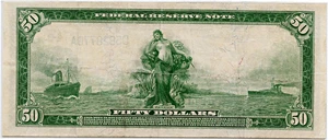 image for: FR. 1039b 1914 Blue Seal $50 Federal Reserve Note Cleveland PMG Very Fine 30