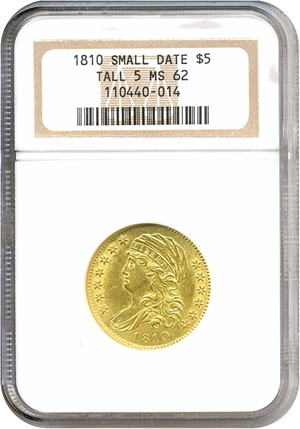 image for: 1810 $5 Small Date, Large 5 NGC MS62. BD-1A. Rarity 4.