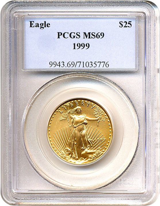image for: 1999 $25 Gold Eagle PCGS MS69 